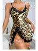 Canottiera Pigiamino con Stampa Leopardo in Seta Ghiacciata - Biancheria da Notte Estiva Traspirante da Donna