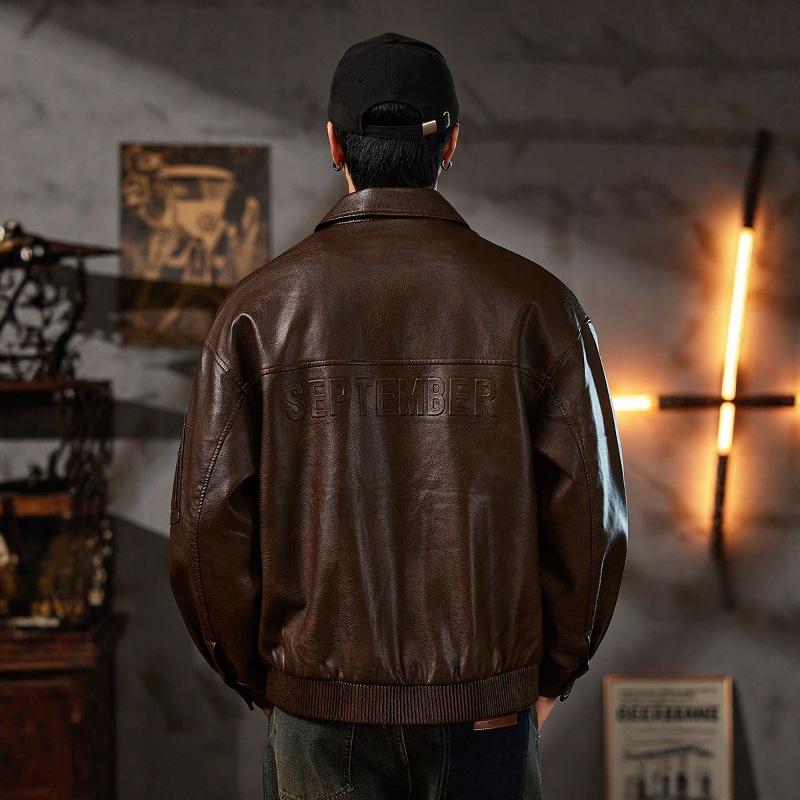 Men's High-End Retro PU Leather Motorcycle Jacket - Autumn Cool, Loose Lapel Coat