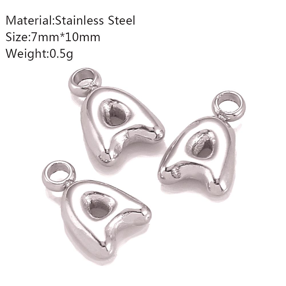 3Pcs Mini Balloon Alphabet Charms Cute Small Initial Bubble English Letter Stainless Steel Pendants DIY Necklace Bracelet Making