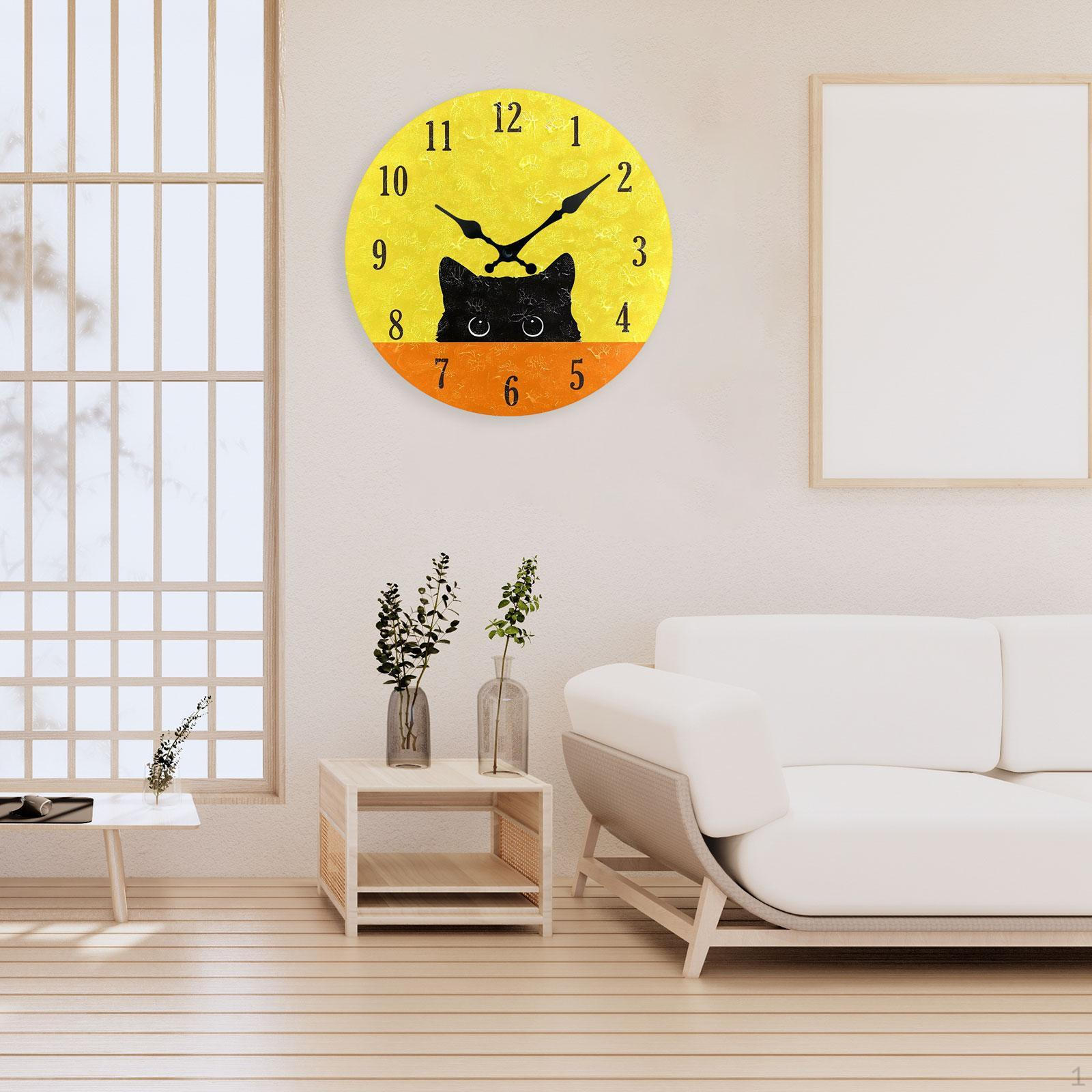 

Charming Cat Wall Clock - Sleek Timepiece for Home Decor Style D