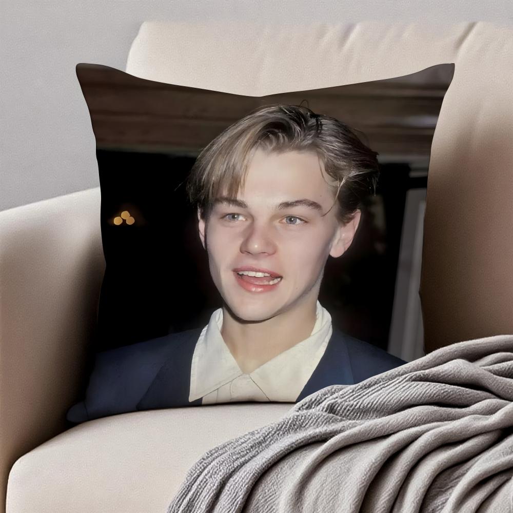 Handsome Actor lLeonardo DiCaprio Cushion Cover Pillowcase Antidustmite Invisible Zipper Short Plush Sofa Cushion