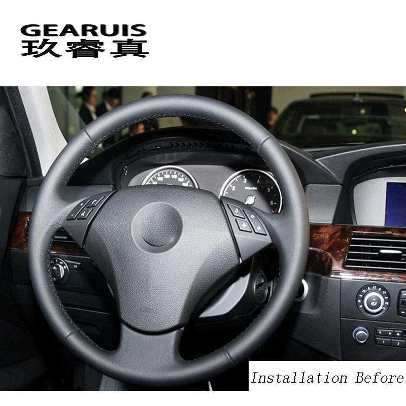 Car Styling Steering Wheel Buttons Sequins Frame Decoration Covers Stickers Trim for BMW 5 Series E60 Interior Auto