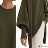 Poncho Oversize da Donna Maglione a Maglia Girocollo Maniche a Pipistrello Ampio Tinta Unita Pullover Autunno Inverno Maglione