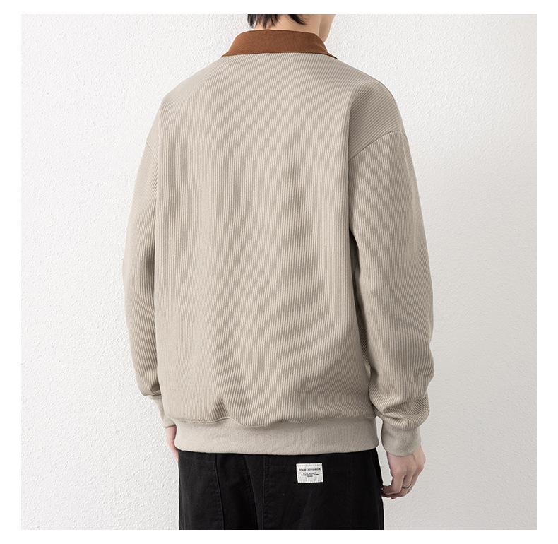 Herren Schwergewicht V-Ausschnitt Langarm Baumwoll-Hoodie Top