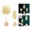 Sculptură Frunză Metalică Decor de Masă Culoare Aurie Decorativă Lucrată Manual Bază de Lemn pentru Rafturi Accent