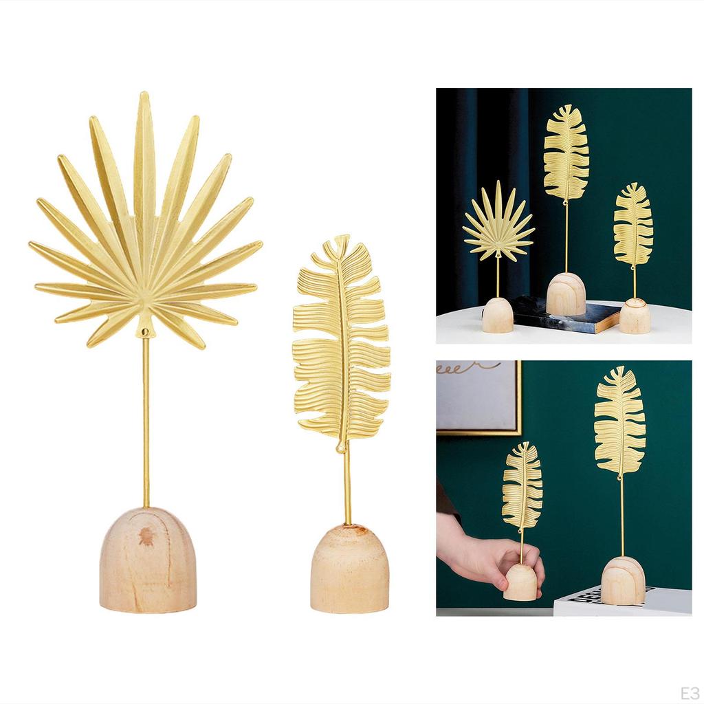 Metallblatt Skulptur Tischdekoration Goldfarben Dekorativ Handgefertigt Holzboden für Regale Akzent