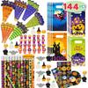 144 Stück 24er-Pack Gemischtes Halloween-Themen-Schreibwaren Kinder Geschenkset Süßes oder Saures Preis Partygeschenk Spielzeug Darunter Halloween-Bleistifte, Lineale, Aufkleber,