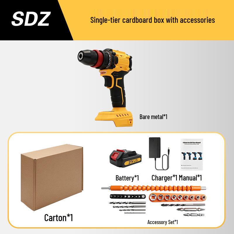 21V Brushless Cordless Electric Drill & Screwdriver Set with Lithium Battery