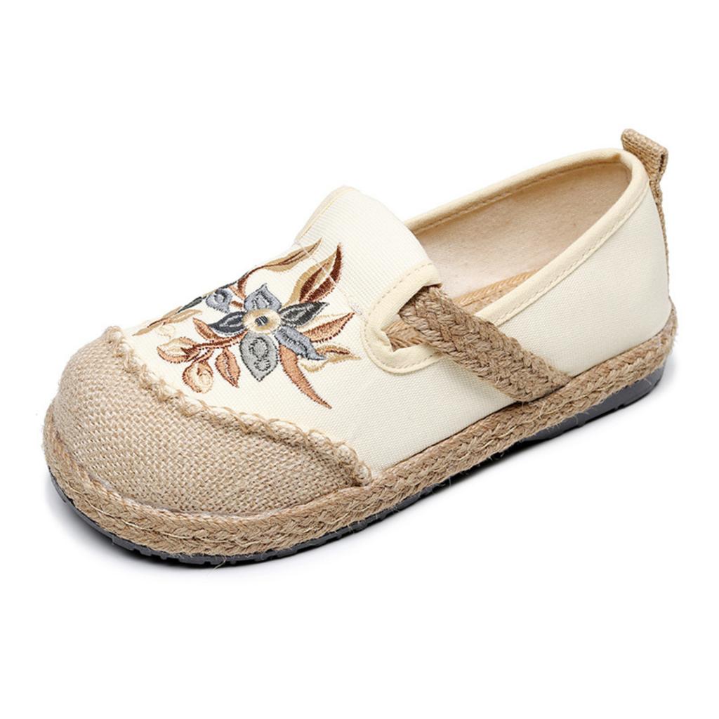Old - Cloth Shoes For Women Handcrafted Canvas-edged Rubber-soled -ons Ethnic-inspired Low-cut Embroidered Shoes