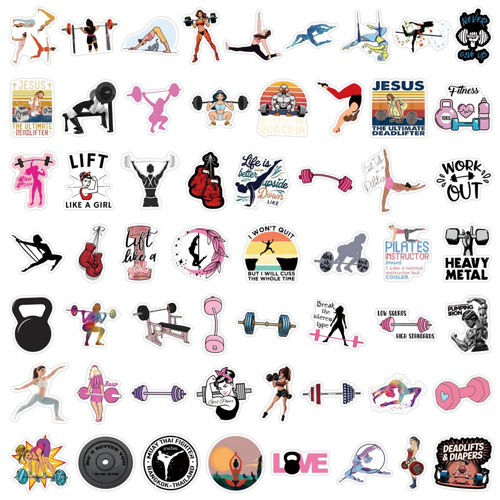 55 New Fitness Sports Graffiti Stickers Decorative Skateboard Suitcase Notebook DIY Stickers