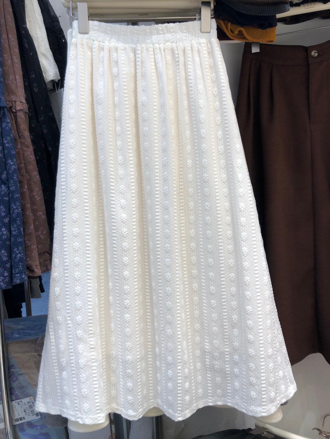 

Реальный снимок~ Женская одежда большого размера, нежная французская кружевная жаккардовая юбка, высокая талия, чайная одежда, универсальная юбка А-образного силуэта one size fits all абрикосовый