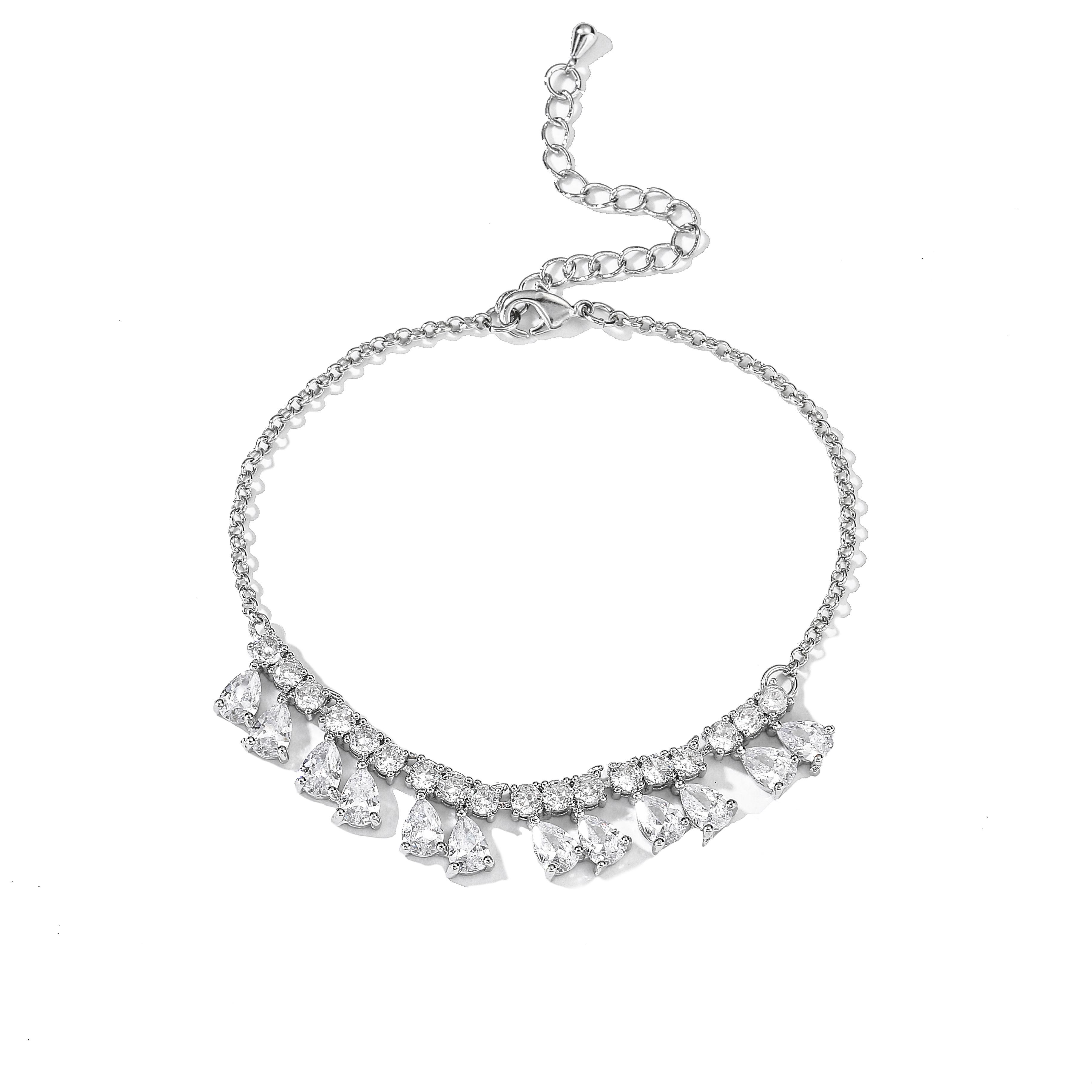 

HECHENG, Water Drop Crystal Pendant Necklace Bracelet for Women ,Gold Plated Zircon set Female Party