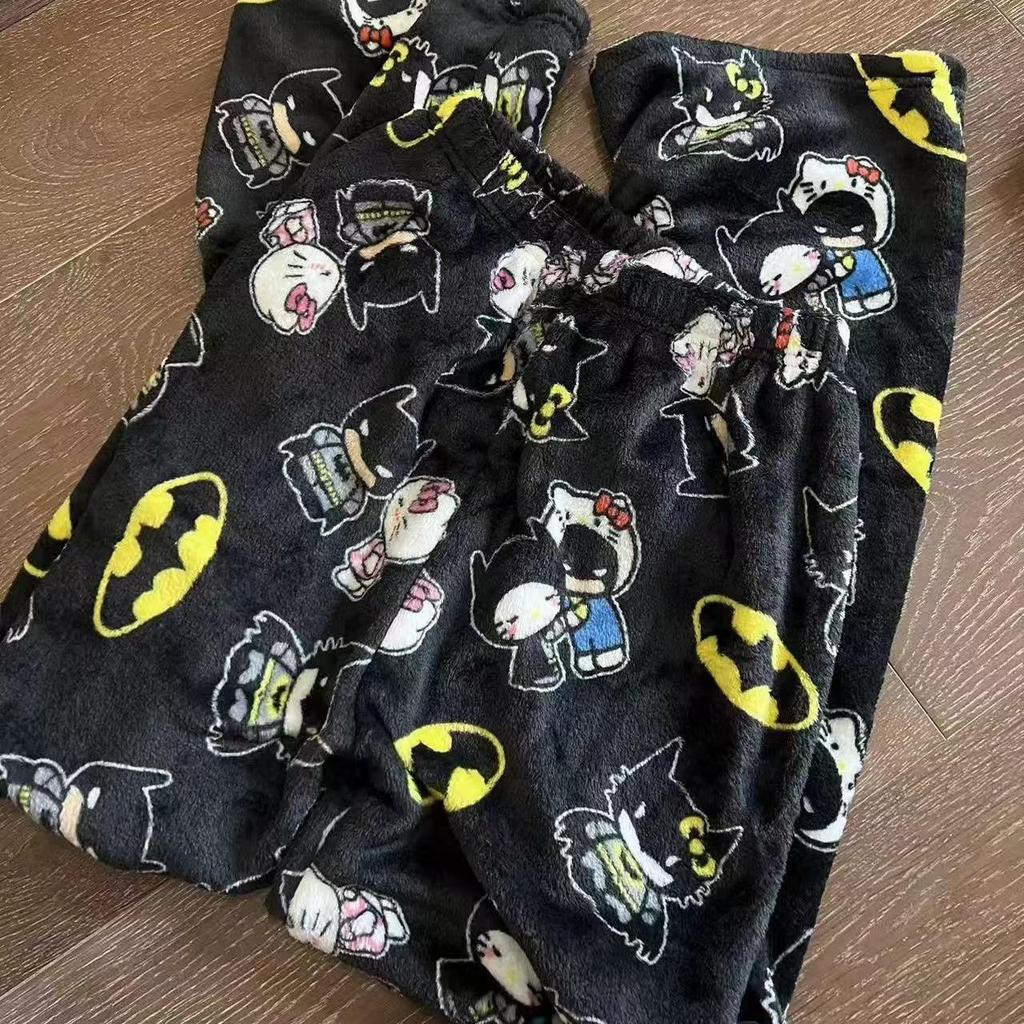 Women's Winter KT Cat Cartoon Flannel Sleep Pants - Thick, Warm, and Cozy for Home