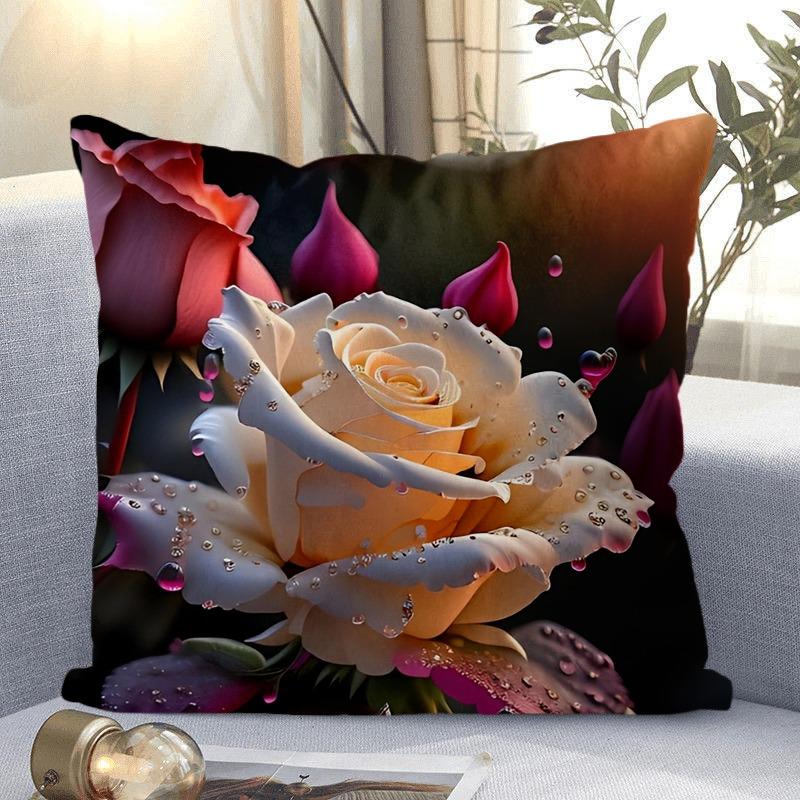 

Декоративная наволочка с принтом роз и цветов для спальни, гостиной, квадратная наволочка с подушкой 40x40cm
