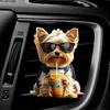 Auto Lufterfrischer Clips Niedlicher Milchtee Welpe Acryl Auto Lüftungsschlitz Clip mit Austauschbaren Duftkissen 2D Armaturenbrett Deko Einfach Aufsteckbar Geschenk für Hundeliebhaber