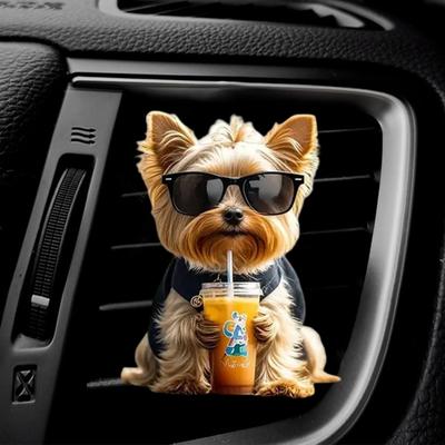 Auto Luchtverfrisser Clips Schattige Melkthee Puppy Acryl Auto Vent Clip met Vervangbare