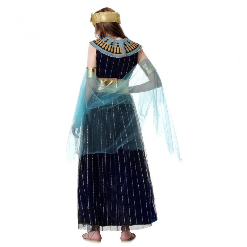 Egyptian Greek Goddess Costume Dress With Headdress Necklace Cape Belt Halloween Cosplay Stage Performance