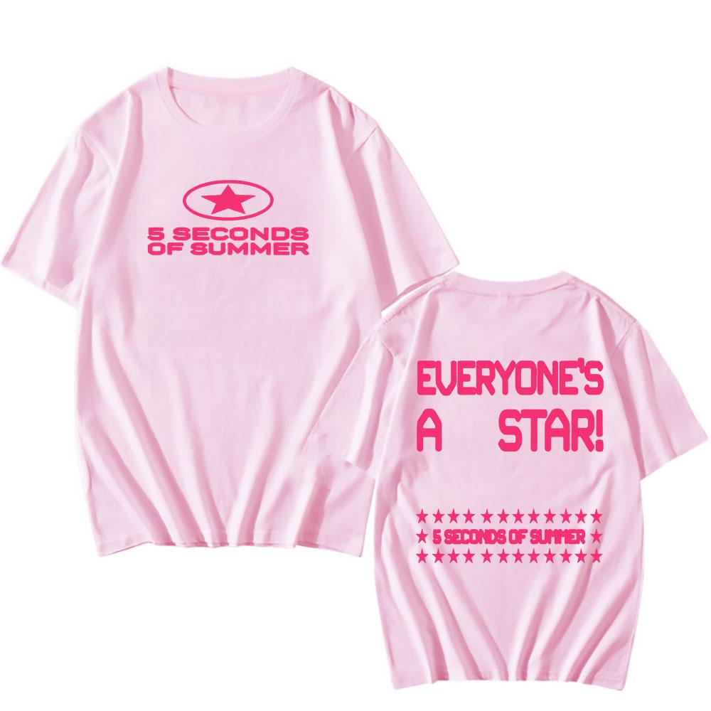 

5 SECONDS OF SUMMER Футболки гурту Кожен - Зірка Футболка з альбому З коротким рукавом Круглий виріз Бавовняні футболки Одяг з графічним принтом Топ XS