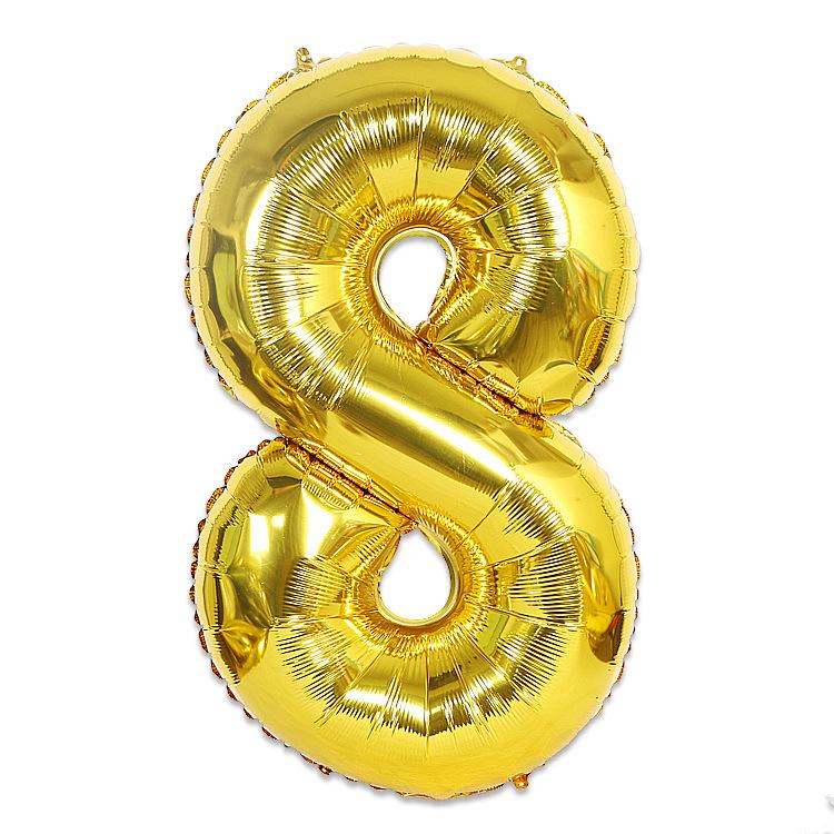 Hot Selling 40 Inch Aluminum Film Balloons Gold Silver Number Balloon for Wedding Party Birthday Decoration