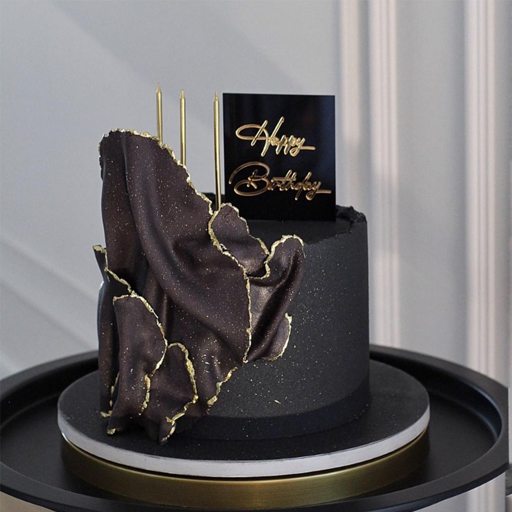 6pcs Happy Birthday Cake Toppers Rose Gold Acrylic Side Birthday Cake Decoration Cake Topper for Baby Dessert Decoration