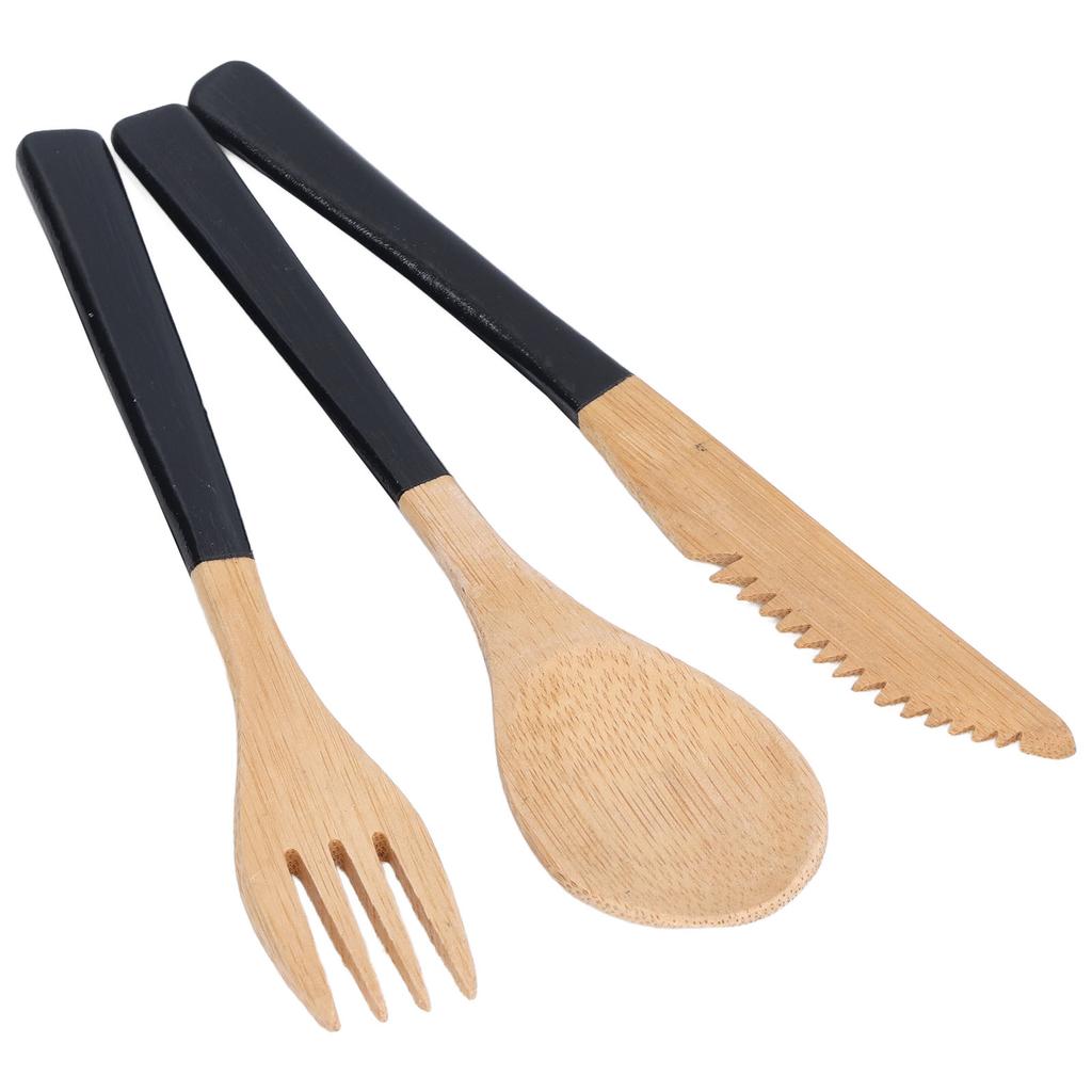 3Pcs Japanese Wooden Cutlery Set Safe BPA Wooden Cutlery Spoons Forks Knives for Kitchen