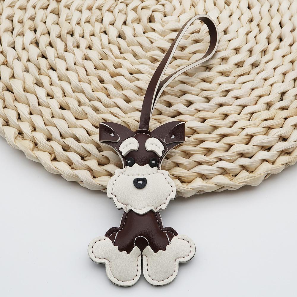 Miniature Schnauzer PU Leather Dog Charm: Creative Puppy Pendant