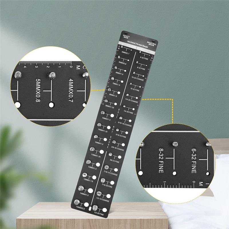 A96I-28 Size Nut And Bolt Thread Checker Bolt Size And Thread Gauge Bolt Gauge Durable Black
