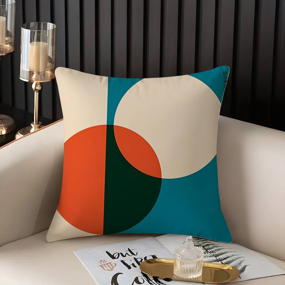 Abstract B-Bauhaus Geometry Pillow Case Home Dorm Chair Back Short Plush Double-sided Printing Office Nap Time Cushion Cover