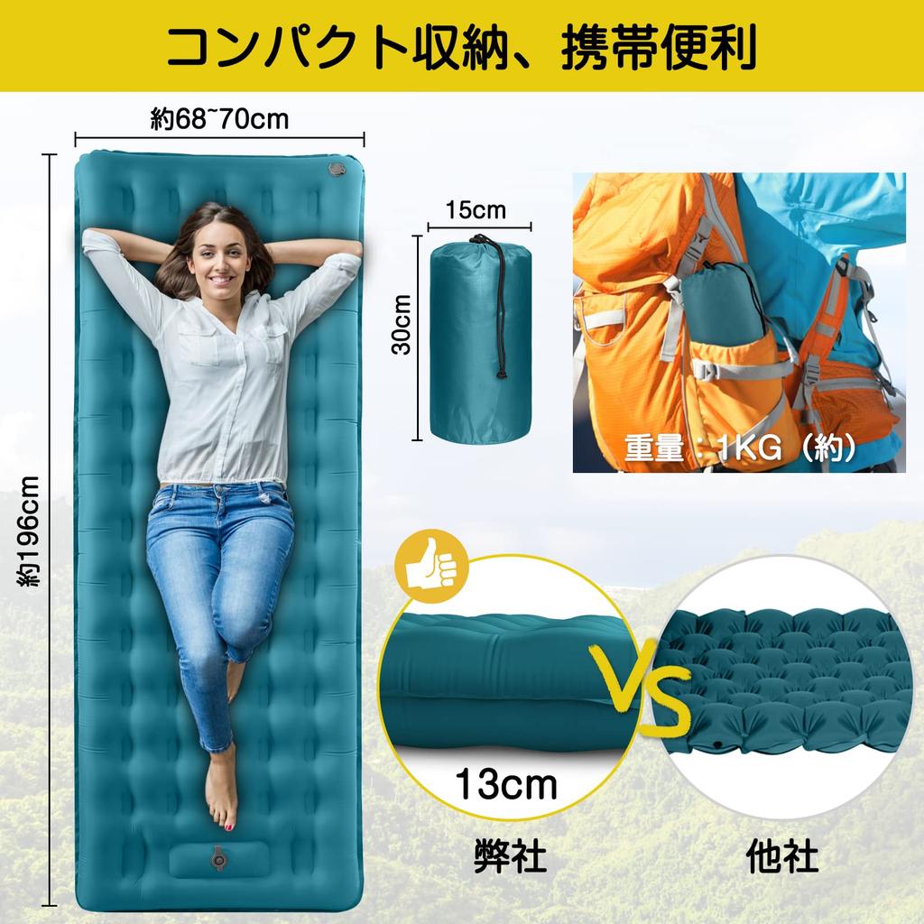 [Tloušťka 13CM Šířka 70cm] Vzduchová matrace, nožní pumpa, GDREAMT, pro spaní v autě, pro hosty, pro venkovní použití, pohodlná na spaní, vzduchotěsná