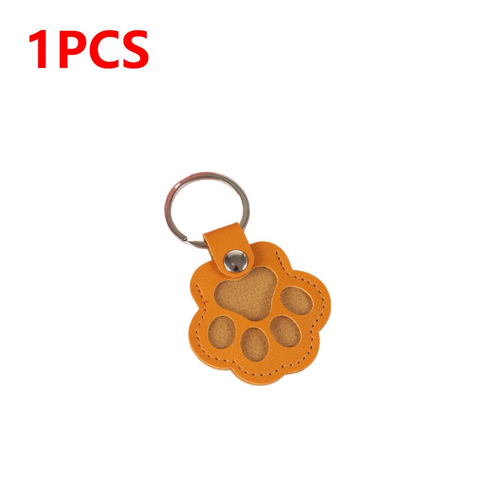 Commemorative Pet Hair Storage Bag Keychain Leather Cat Paw Keyring DIY Memorial Gift Key Chain Cat Dog Fur Container Pendant