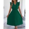 Abito Gonna Casual in Pizzo Scollo a V Vita Pieghettata Stringivita Abito Lungo da Donna Stile Streetwear Moda Transfrontaliera