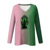 Women's Long Sleeve Plunger Sleeve  Witch Printed Casual Top T-Shirt