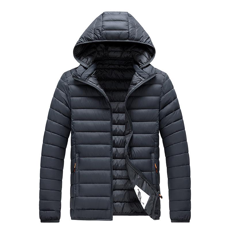 Men's Plus Size Multicolor Lightweight Cotton-Padded Winter Jacket with Detachable Hood