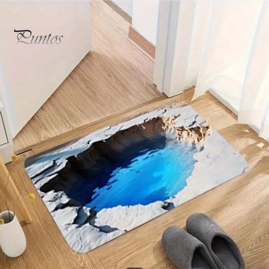 Living Room Optical Illusion Carpet Floor Mat 3D Realistic Hole Effect Door High Resolution Print Rug Interactive Pet Toy Hallway Entryway Decoration