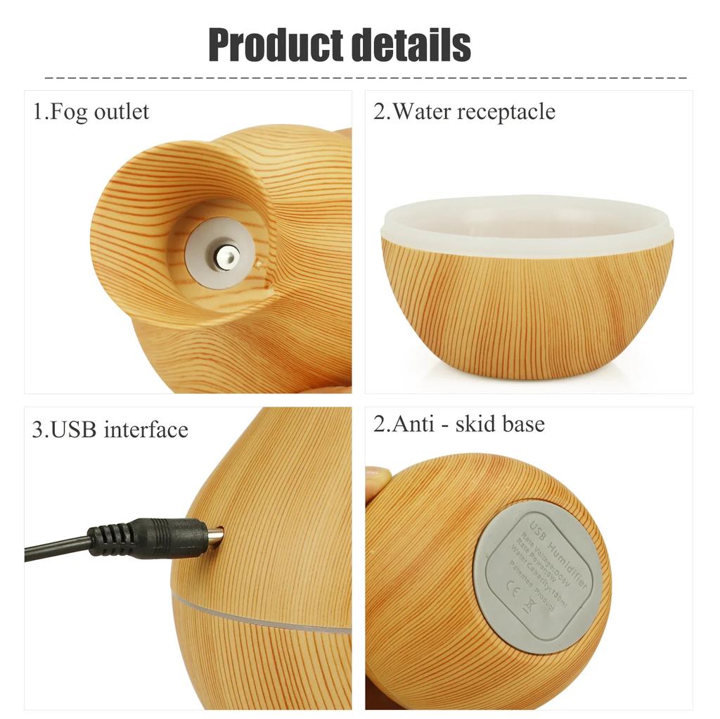 200ml Air Humidifier Essential Oil Diffuser USB Mist Maker Mini Humidificador with Colorful Light for  office car