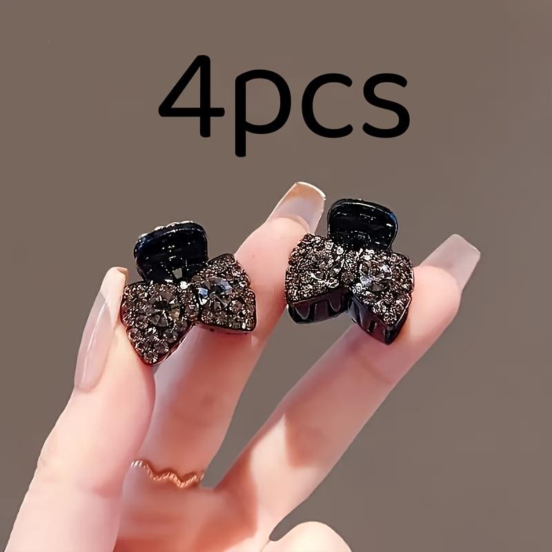 

4 Shiny Rhinestone Bow Hair Clips - Vintage Sweet Style Resin Side Clips, Women s Hair Accessories, Perfect Valentine s Day Gift 4pcs