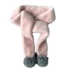 Soft Plush Pom Pom Scarf Faux Fur Neck Warmer New Plush Scarf  Women