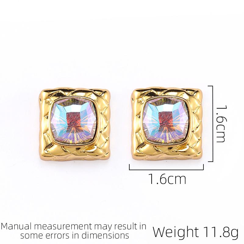 SUYU Zircon Trend New Design Square Vintage Earrings Niche Women's Light Luxury Earrings Holiday Gifts Fashion Accessories