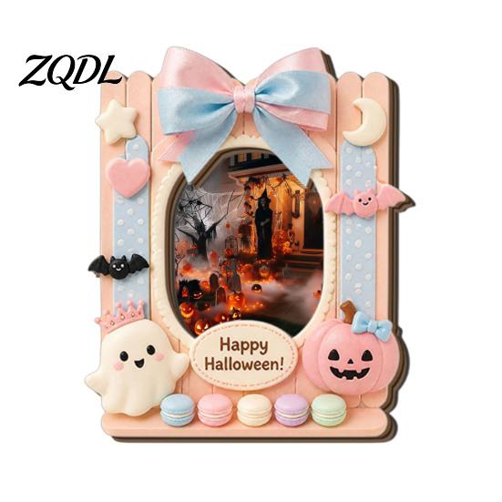 Wooden Frame Magnets Halloween Photo Refrigerator Magnet, Ghost Pumpkin Magnetic Picture Decorative Holder, for Holiday Party Kitchen