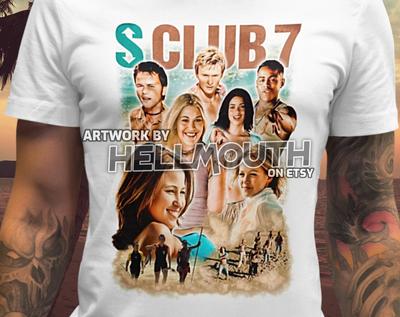 Maglietta Naturale S Club 7! Tutte le taglie per uomo e donna. Arte video musicale anni '90 - Rachel Hannah Jon Bradley Paul Tina Jo - band del tour 2000