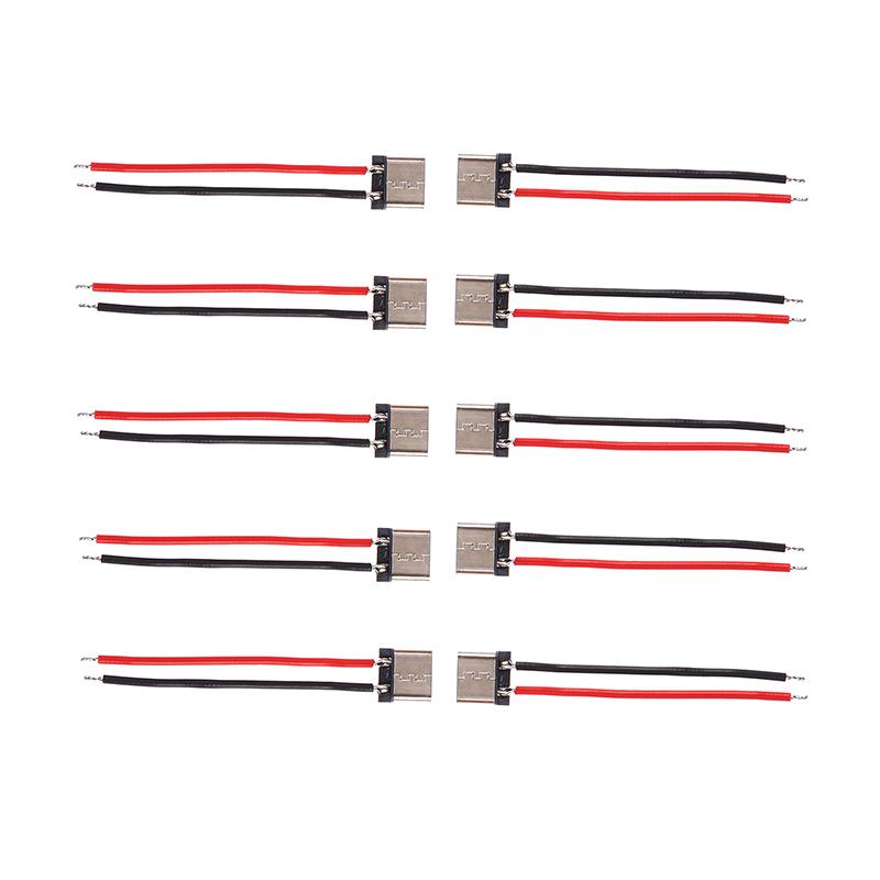 10Pcs Micro Usb Type-C 2Pin Horizontal 2P Simple Soldered Male Plug-In Board Quick Charging Connector