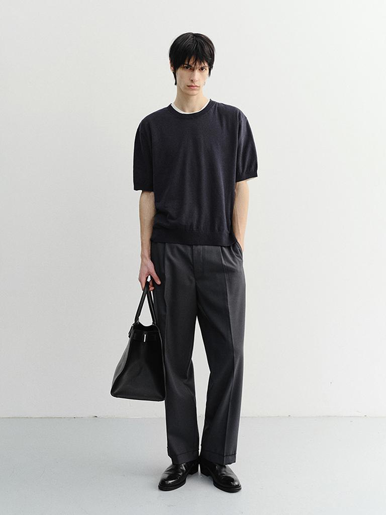 Deonseuteupomaen Linen Crewneck Knit_Unisex_Udsw6B128_Navy
