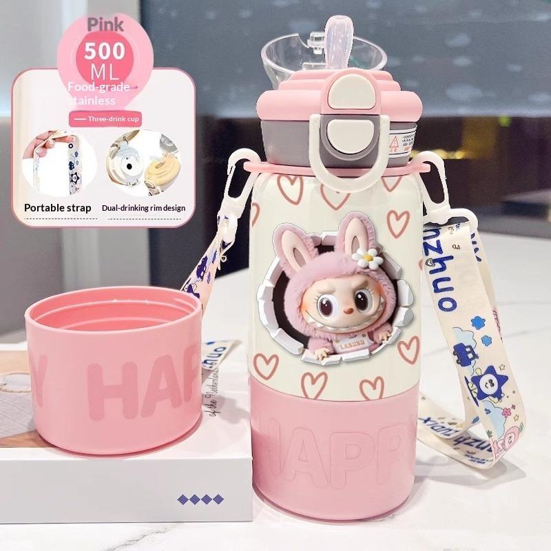 Thermos Cup Children's Double Cup Lid Water Cup Student Use School Convenient Thermal Insulation Pot