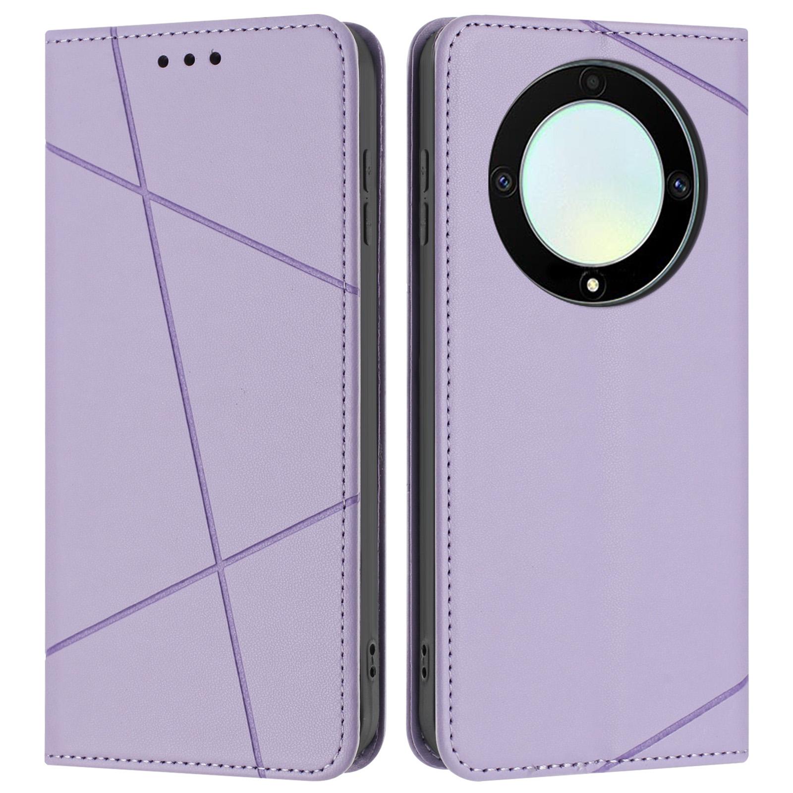 

Чехол-кошелек для Honor Magic5 Lite 5G/X9a 5G из кожи с тиснением, подставка, чехол для телефона с ремешком на запястье Purple