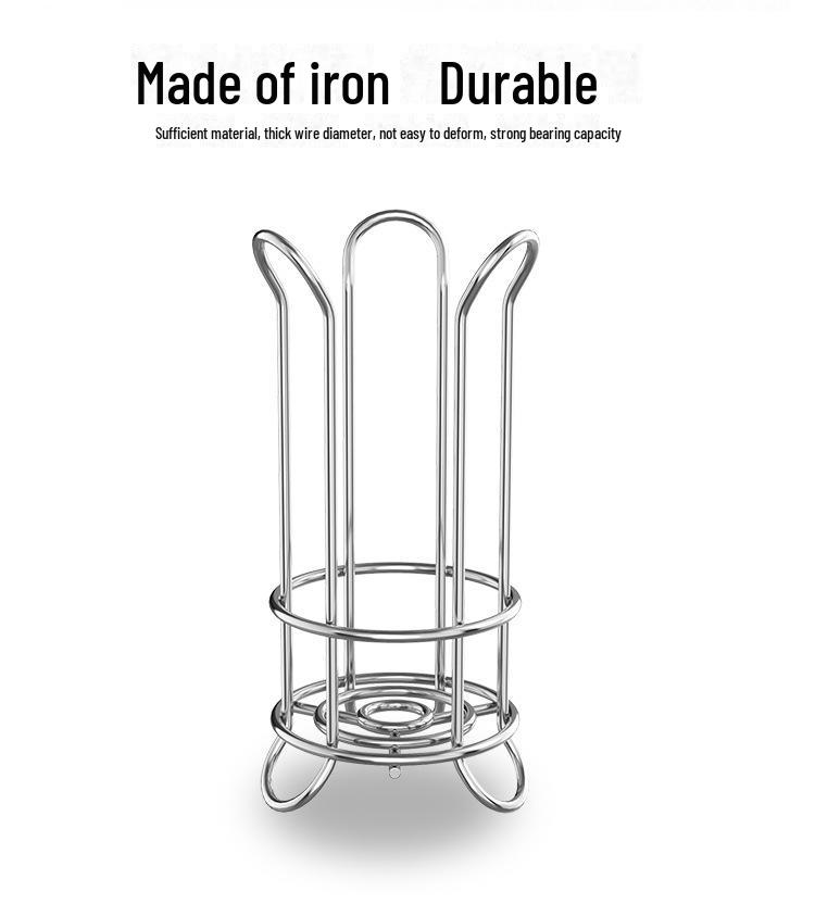 Silver Vertical Paper Towel Holder - Punch-Free Desktop Kitchen Storage Rack