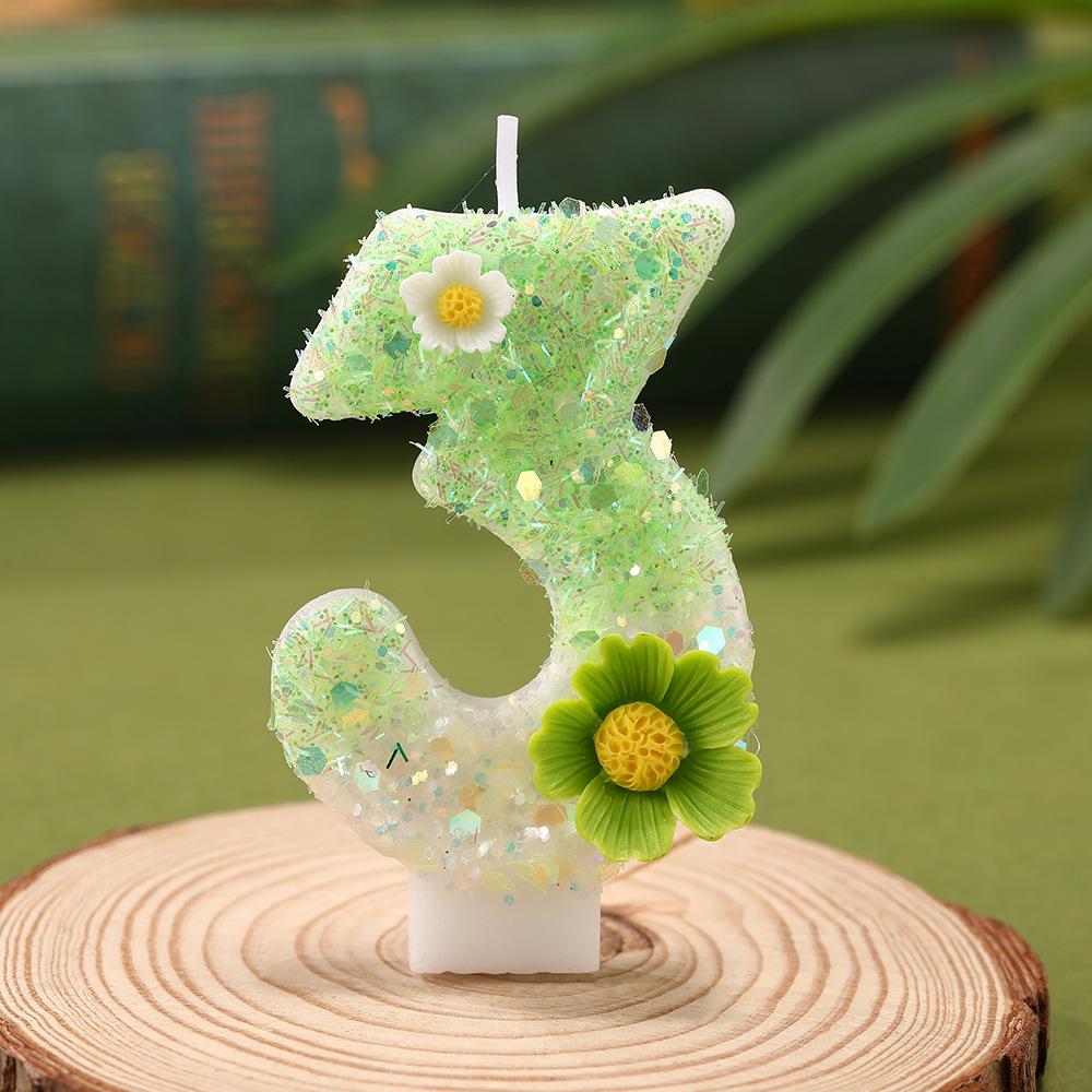 Forest Daisy Number Candles - First Birthday Cake Decorations