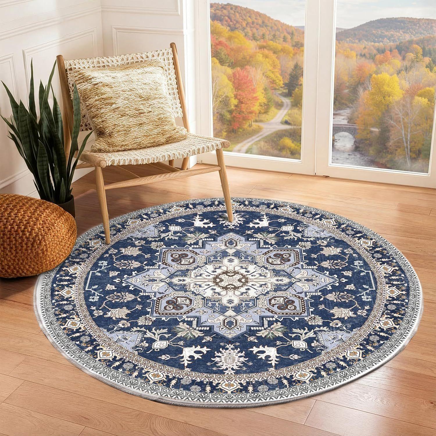 

Ethnic Feng Shui Crystal Velvet Round Carpet Living Room Skin Friendly Stainproof Wear Resistant Easy To Maintain Carpet 40*40cm [crystal velvet dot bottom]