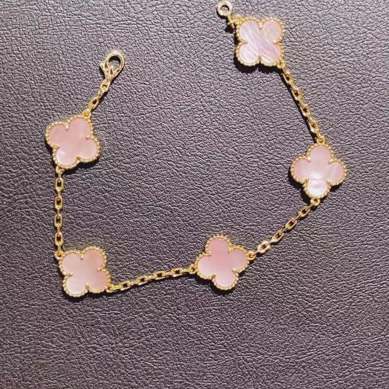 Clover Bracelet CNC Buckle Thick Chain Rose Gold Red Agate Black Agate Lucky Bracelet for Women