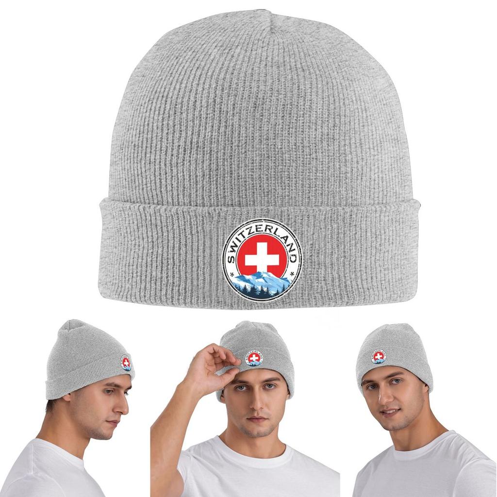 Znak Švýcarska Vlajka Teplá Pletená Čepice Zimní Pletená Čepice Čepice Beanie Hip Hop Čepice pro Unisex