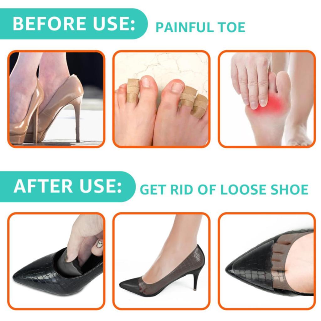 Toe Plug Insert for Men Women Fill insole Thick Soft Shoes Toe Half Pads Pain Relief Protector Adjustable Size Insoles